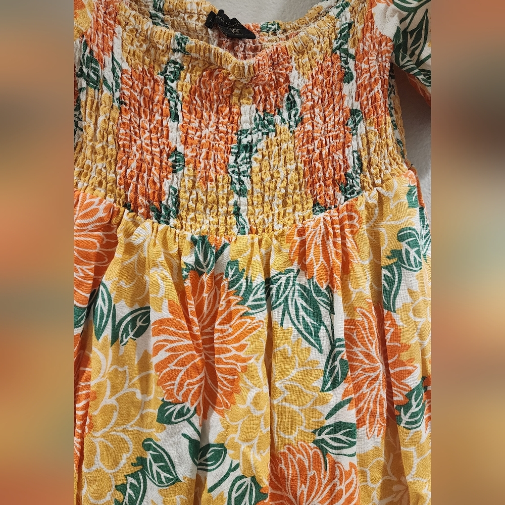 House of Harlow 1960 Floral Orange and Green Dress - Picture 3 of 6